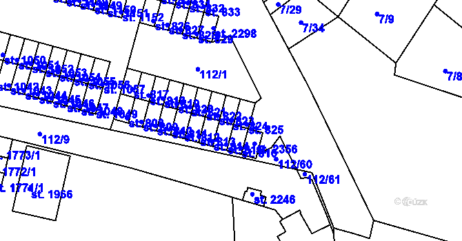 Parcela st. 824 v KÚ Podklášteří, Katastrální mapa