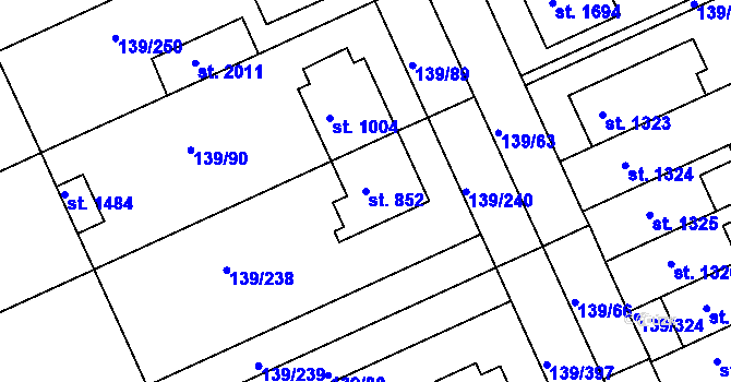 Parcela st. 852 v KÚ Podklášteří, Katastrální mapa
