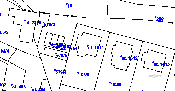 Parcela st. 1011 v KÚ Podklášteří, Katastrální mapa