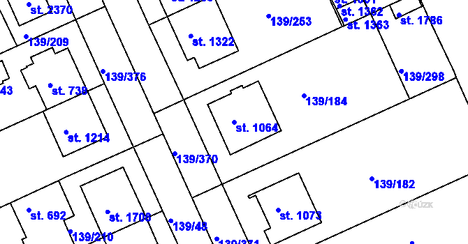 Parcela st. 1064 v KÚ Podklášteří, Katastrální mapa