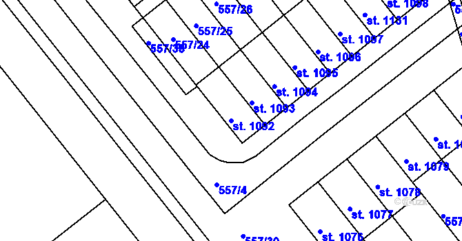 Parcela st. 1092 v KÚ Podklášteří, Katastrální mapa