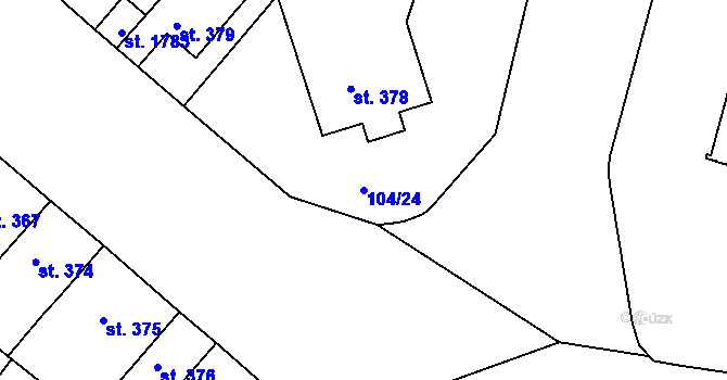 Parcela st. 104/24 v KÚ Podklášteří, Katastrální mapa