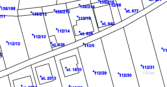 Parcela st. 112/5 v KÚ Podklášteří, Katastrální mapa