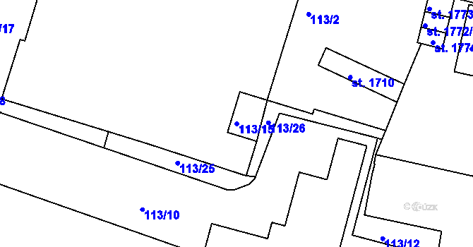 Parcela st. 113/15 v KÚ Podklášteří, Katastrální mapa