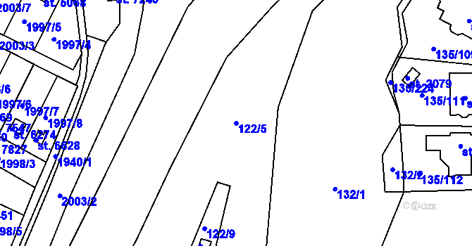 Parcela st. 122/5 v KÚ Podklášteří, Katastrální mapa