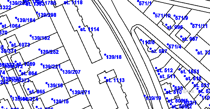 Parcela st. 139/18 v KÚ Podklášteří, Katastrální mapa