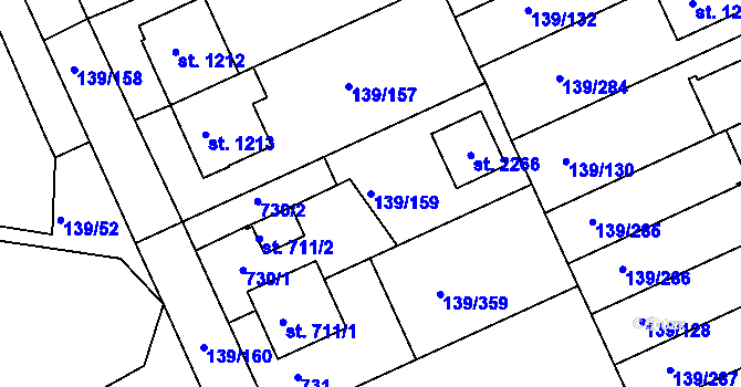 Parcela st. 139/159 v KÚ Podklášteří, Katastrální mapa