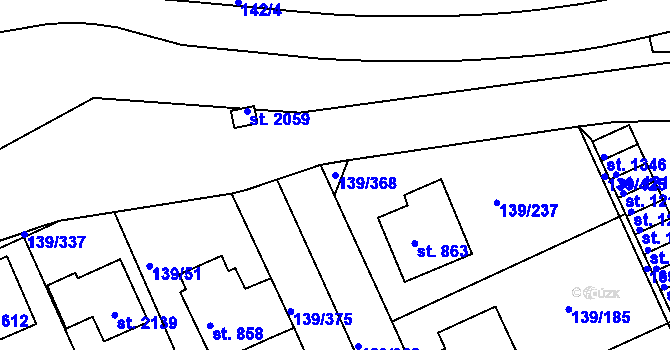 Parcela st. 139/368 v KÚ Podklášteří, Katastrální mapa