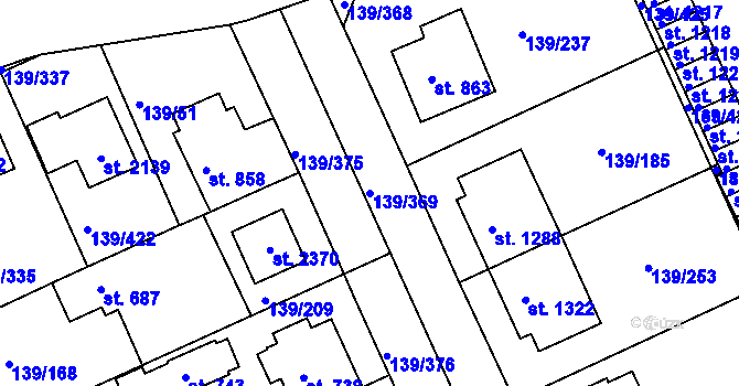 Parcela st. 139/369 v KÚ Podklášteří, Katastrální mapa