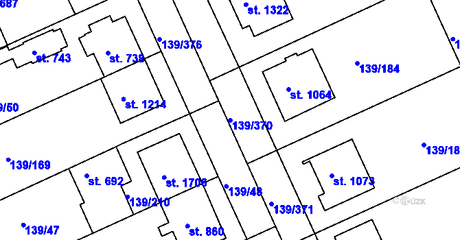 Parcela st. 139/370 v KÚ Podklášteří, Katastrální mapa
