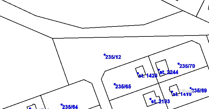 Parcela st. 235/12 v KÚ Podklášteří, Katastrální mapa