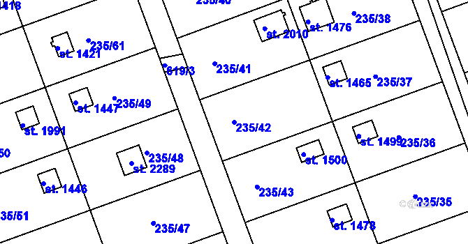 Parcela st. 235/42 v KÚ Podklášteří, Katastrální mapa