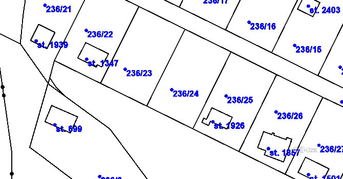 Parcela st. 236/24 v KÚ Podklášteří, Katastrální mapa