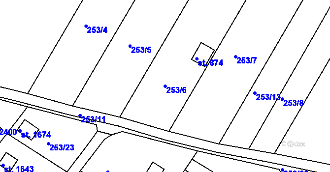 Parcela st. 253/6 v KÚ Podklášteří, Katastrální mapa