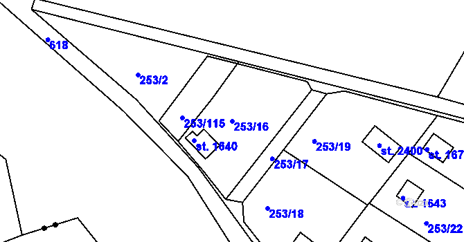 Parcela st. 253/16 v KÚ Podklášteří, Katastrální mapa
