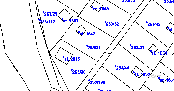 Parcela st. 253/31 v KÚ Podklášteří, Katastrální mapa