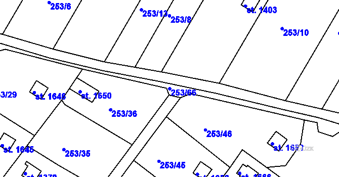 Parcela st. 253/66 v KÚ Podklášteří, Katastrální mapa