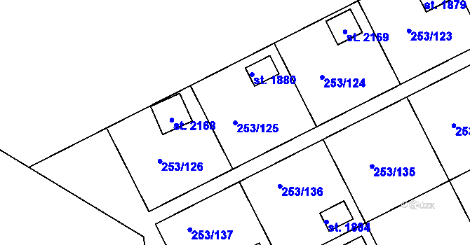 Parcela st. 253/125 v KÚ Podklášteří, Katastrální mapa