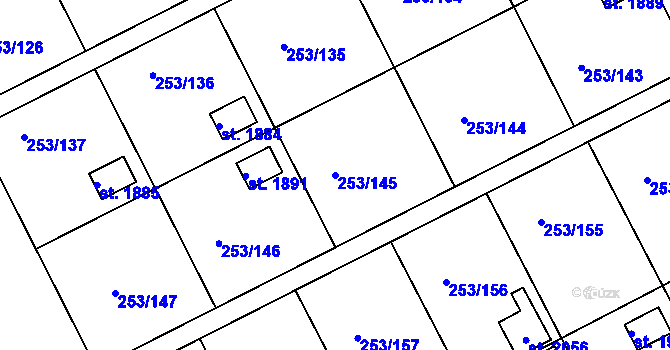 Parcela st. 253/145 v KÚ Podklášteří, Katastrální mapa