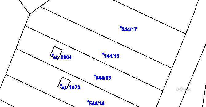 Parcela st. 544/16 v KÚ Podklášteří, Katastrální mapa