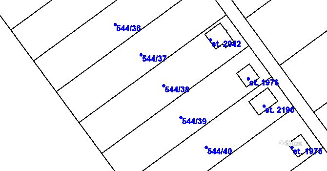 Parcela st. 544/38 v KÚ Podklášteří, Katastrální mapa