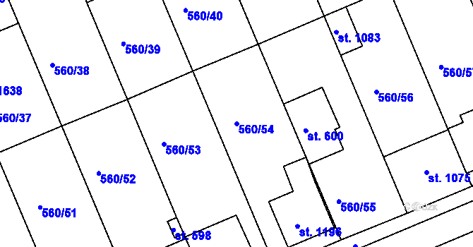 Parcela st. 560/54 v KÚ Podklášteří, Katastrální mapa