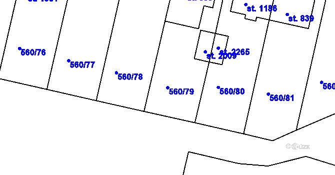 Parcela st. 560/79 v KÚ Podklášteří, Katastrální mapa