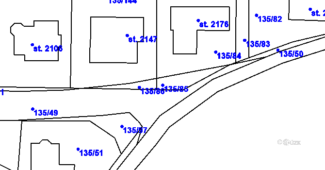Parcela st. 135/85 v KÚ Podklášteří, Katastrální mapa