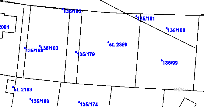 Parcela st. 135/102 v KÚ Podklášteří, Katastrální mapa