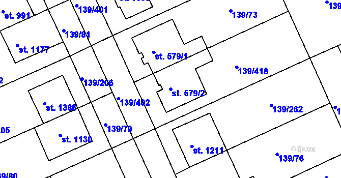 Parcela st. 579/2 v KÚ Podklášteří, Katastrální mapa