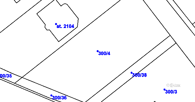 Parcela st. 300/4 v KÚ Podklášteří, Katastrální mapa