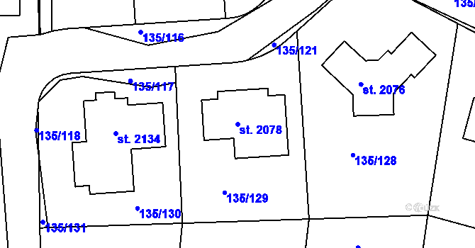 Parcela st. 2078 v KÚ Podklášteří, Katastrální mapa