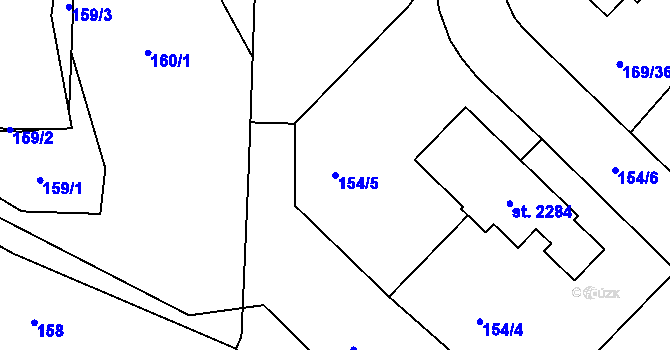 Parcela st. 154/5 v KÚ Podklášteří, Katastrální mapa