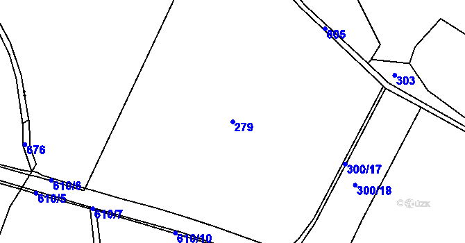 Parcela st. 279 v KÚ Podklášteří, Katastrální mapa