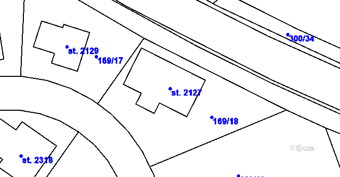 Parcela st. 2127 v KÚ Podklášteří, Katastrální mapa