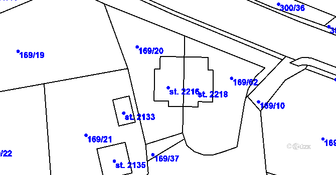 Parcela st. 2216 v KÚ Podklášteří, Katastrální mapa