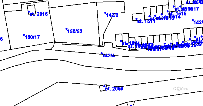 Parcela st. 142/4 v KÚ Podklášteří, Katastrální mapa