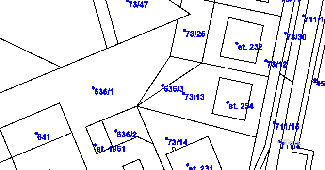Parcela st. 636/3 v KÚ Podklášteří, Katastrální mapa