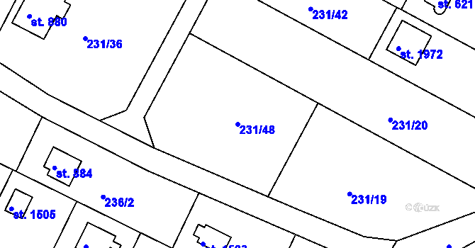 Parcela st. 231/48 v KÚ Podklášteří, Katastrální mapa