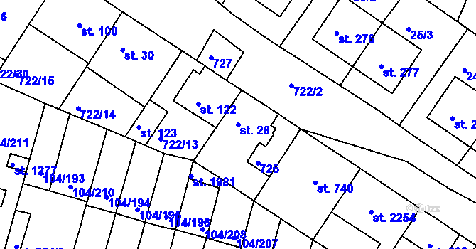 Parcela st. 28 v KÚ Týn u Třebíče, Katastrální mapa