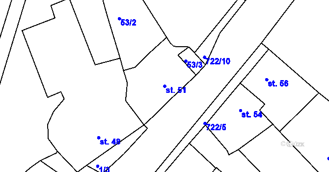 Parcela st. 51 v KÚ Týn u Třebíče, Katastrální mapa