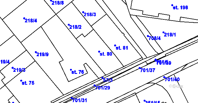 Parcela st. 80 v KÚ Týn u Třebíče, Katastrální mapa