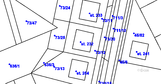 Parcela st. 232 v KÚ Týn u Třebíče, Katastrální mapa