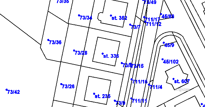 Parcela st. 336 v KÚ Týn u Třebíče, Katastrální mapa