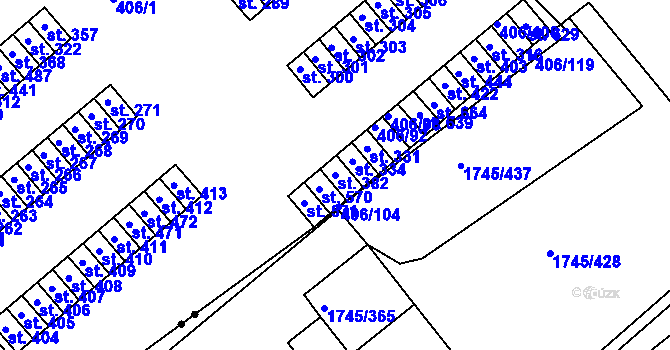 Parcela st. 382 v KÚ Týn u Třebíče, Katastrální mapa
