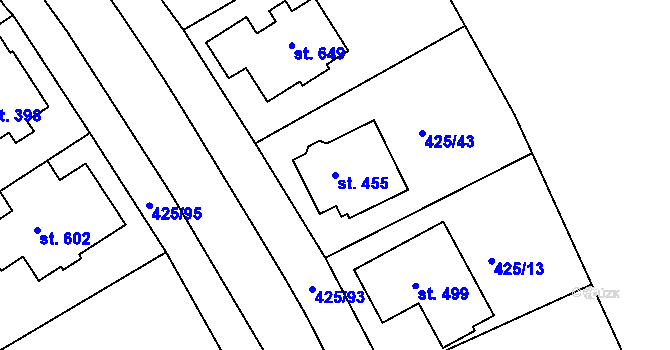 Parcela st. 455 v KÚ Týn u Třebíče, Katastrální mapa