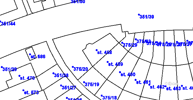 Parcela st. 458 v KÚ Týn u Třebíče, Katastrální mapa