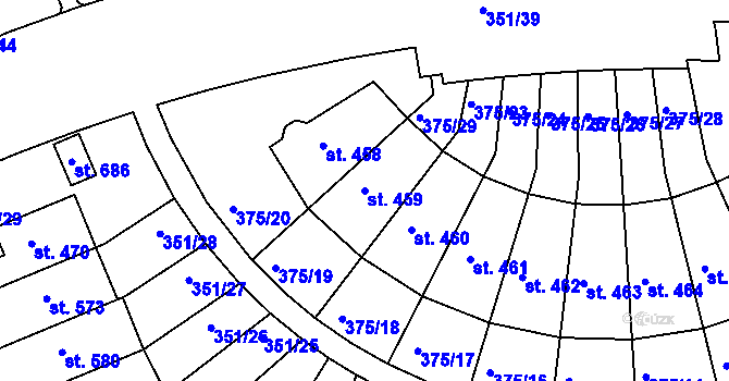 Parcela st. 459 v KÚ Týn u Třebíče, Katastrální mapa