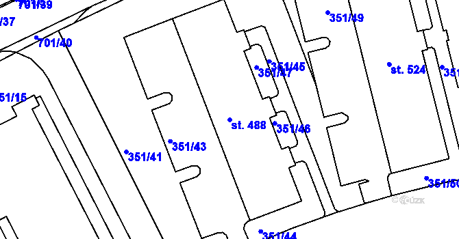 Parcela st. 488 v KÚ Týn u Třebíče, Katastrální mapa