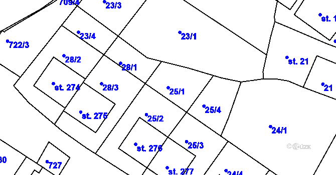 Parcela st. 25/1 v KÚ Týn u Třebíče, Katastrální mapa